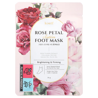 Koelf, Rose Petal Satin Foot Mask, 1 Pair, 16 g