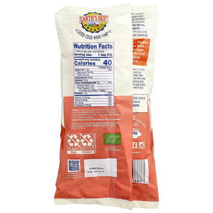 Earth's Best, Organic Melty Hoops, Puffed Corn Snack, 8+ Months, Strawberries + Mangoes, 4 Single Serve Packs, 0.32 oz (9 g) Each