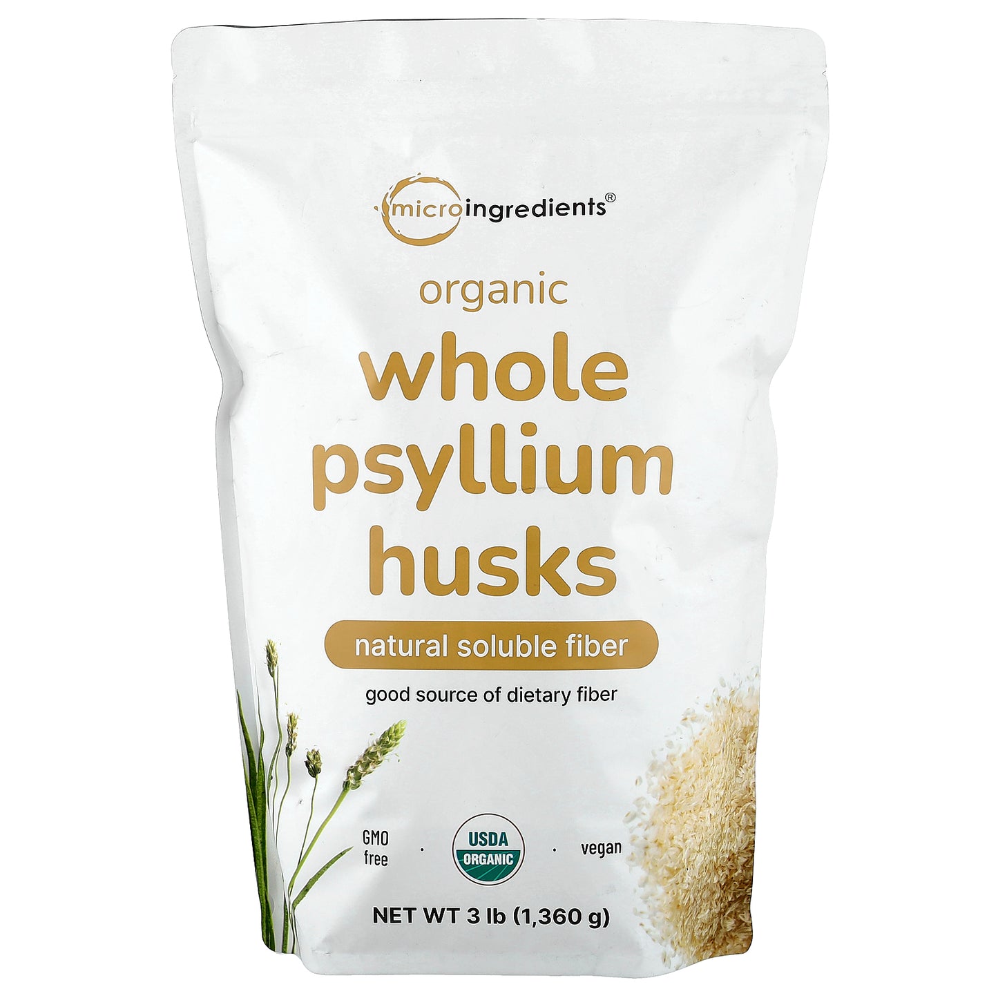 Micro Ingredients, Organic Whole Psyllium Husks, 3 lb (1,360 g)