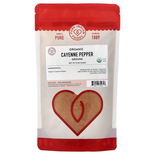Pure Indian Foods, Organic Cayenne Pepper, Ground, 8 oz (226 g)