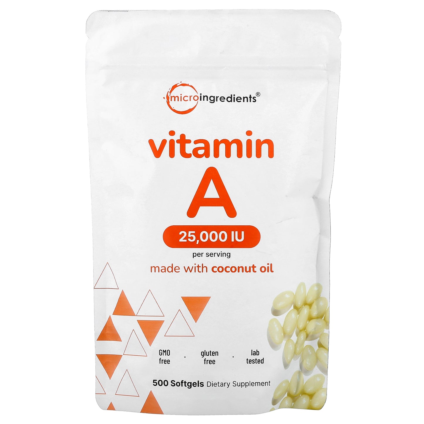 Micro Ingredients, Vitamin A, 7,500 mcg (25,000 IU), 500 Softgels