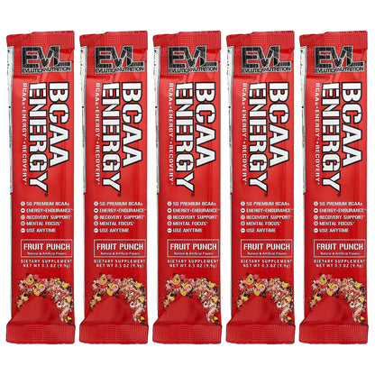 EVLution Nutrition, BCAA Energy®, Fruit Punch, 5 Packets, 0.3 oz (9.9 g) Each