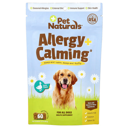 Pet Naturals, Allergy + Calming®, For All Dogs, Duck, 60 Bite-Sized Soft Chews, 3.17 oz (90 g)