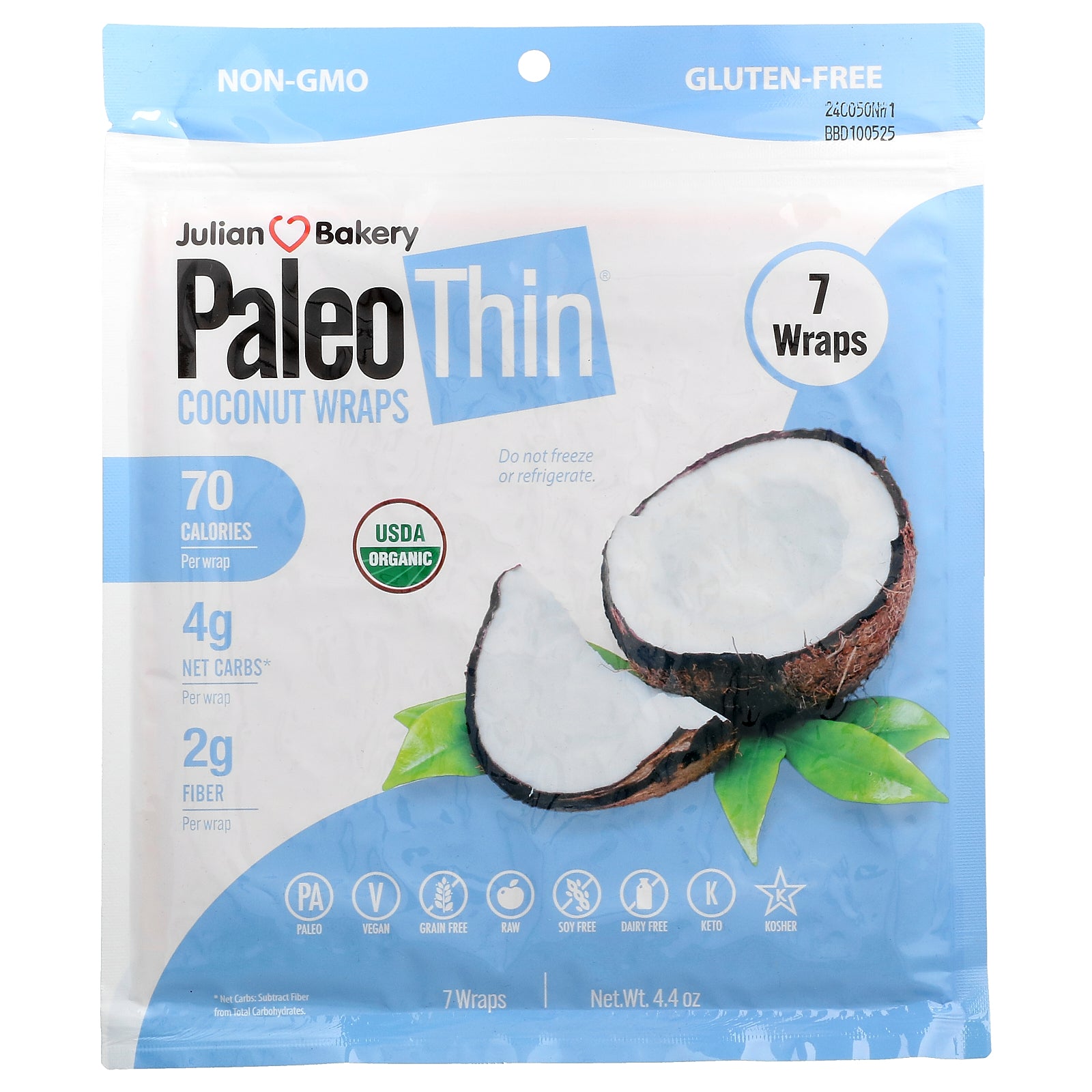 Julian Bakery, PaleoThin®, Coconut Wraps, 7 Wraps, 4.4 oz