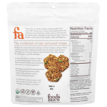 Foods Alive, Sprouted Crisps, Salsa Fresca, 4 oz (113 g)