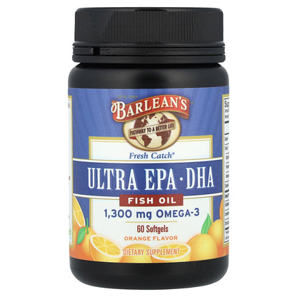 Barlean's, Fresh Catch®, Ultra EPA/DHA Fish Oil, Orange, 60 Softgels (650 mg per Softgel)