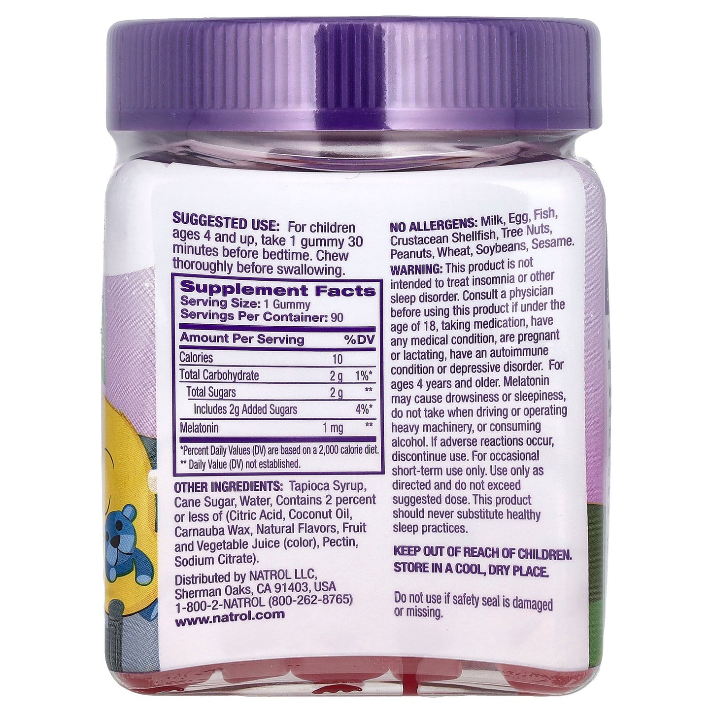 Natrol, Kids, Melatonin Gummies, Ages 4+, Raspberry, 1 mg, 90 Gummies