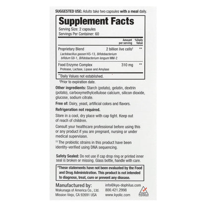 Kyolic, Kyo-Dophilus®, Enzyme+ Probiotic, 120 Capsules