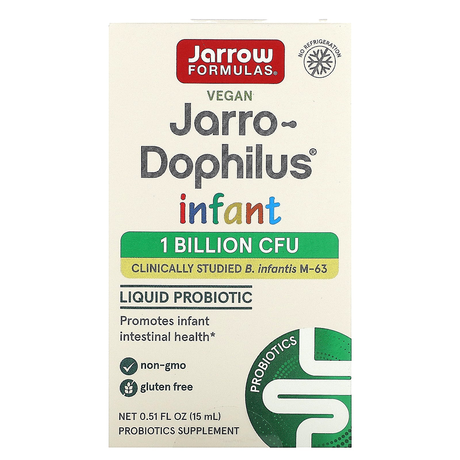 Jarrow Formulas, Vegan Jarro-Dophilus Infant, Liquid Probiotic, 1 Billion CFU, 0.51 fl oz (15 ml)