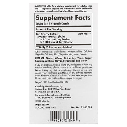 Solgar, Tart Cherry Extract, 1,000 mg, 90 Vegetable Capsules