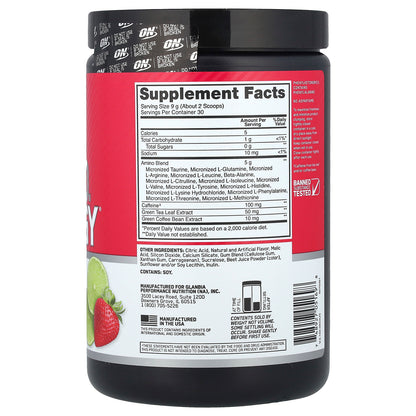 Optimum Nutrition, Essential Amin.O. Energy®, Strawberry Lime, 9.5 oz (270 g)