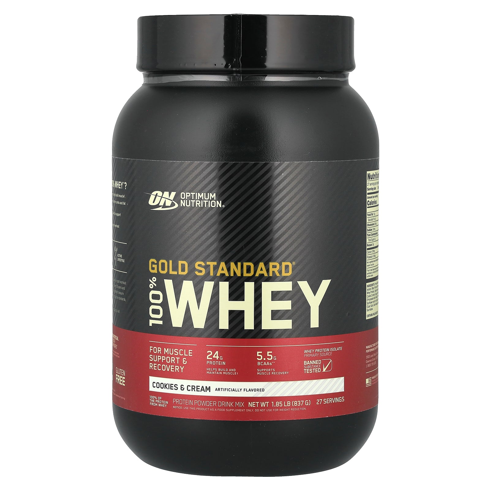 Optimum Nutrition, Gold Standard® 100% Whey, Cookies & Cream, 1.85 lb (837 g)