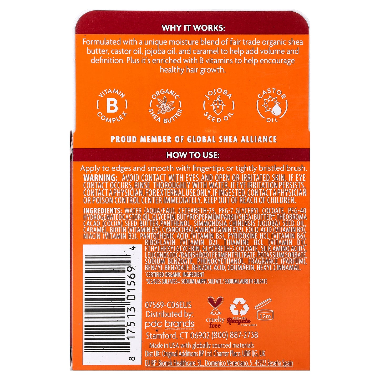 Cantu, Shea Butter, Edge Stay Gel™, Extra Hold, 2.25 oz (64 g)