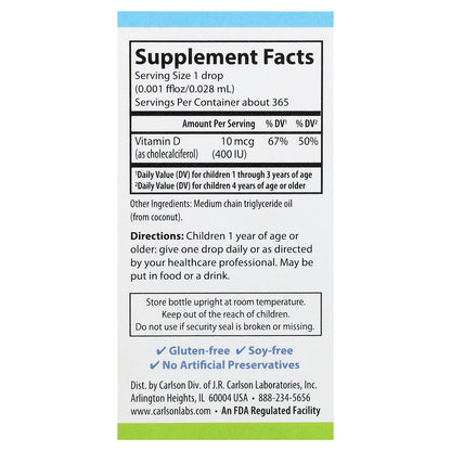 Carlson, Kid's Super Daily® D3, 0.35 fl oz (10.3 ml)