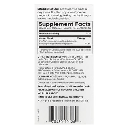 Enzymedica, Magnesium Motion, 120 Capsules (350 mg per Capsule)