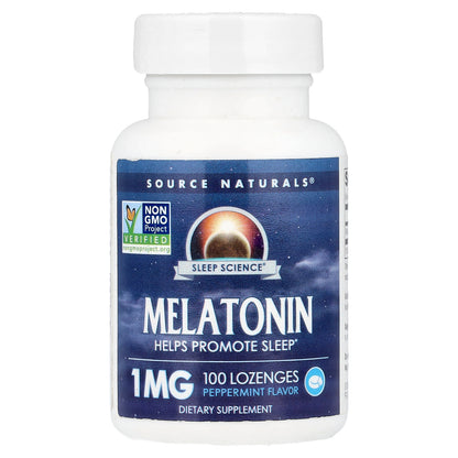 Source Naturals, Melatonin, Peppermint, 1 mg, 100 Lozenges