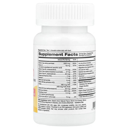 Super Nutrition, SimplyOne®, Women, Multivitamin + Supporting Herbs with Vitamin A, and Organic Botanical Blend, Wild-Berry, 30 Chewables