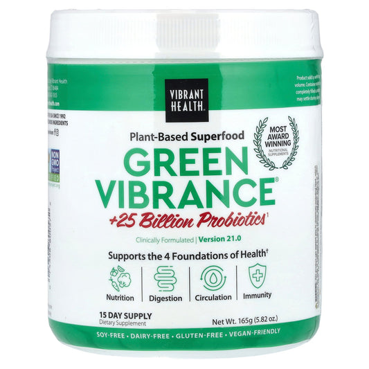 Vibrant Health, Green Vibrance +25 Billion Probiotics, Version 21.0, 5.82 oz (165 g)