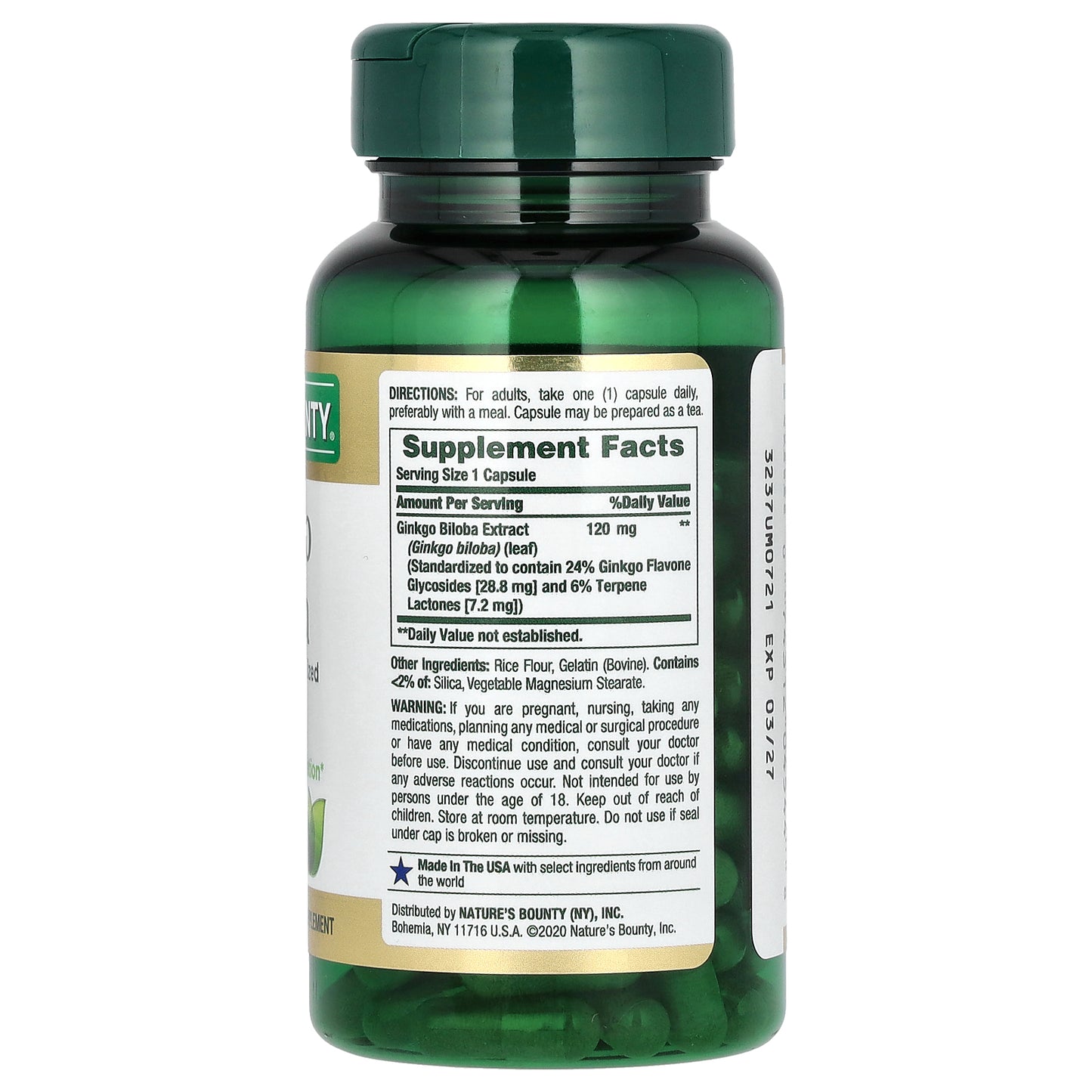 Nature's Bounty, Ginkgo Biloba, 120 mg, 100 Capsules