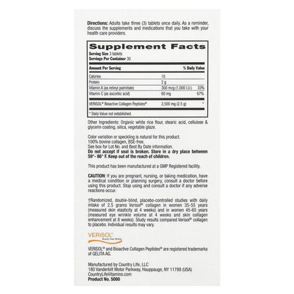 Country Life, Tri Layer Maxi-Skin®, Collagen + C&A, 90 Tablets