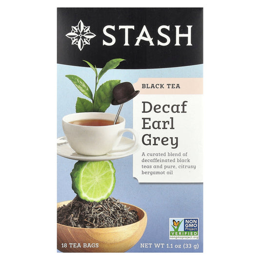 Stash Tea, Black Tea, Decaf Earl Grey, 18 Tea Bags, 1.1 oz (33 g)