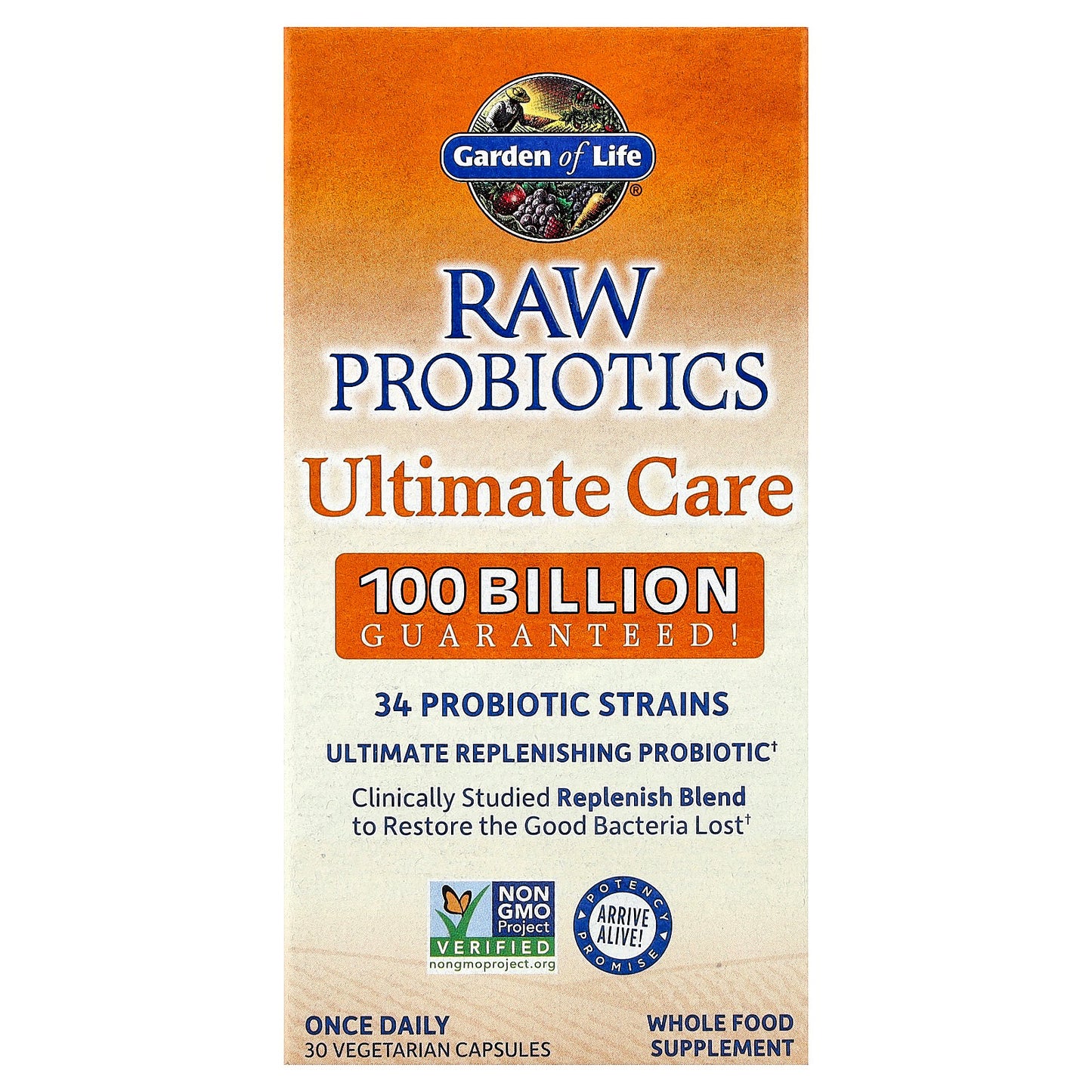 Garden of Life, RAW Probiotics, Ultimate Care, 30 Vegetarian Capsules