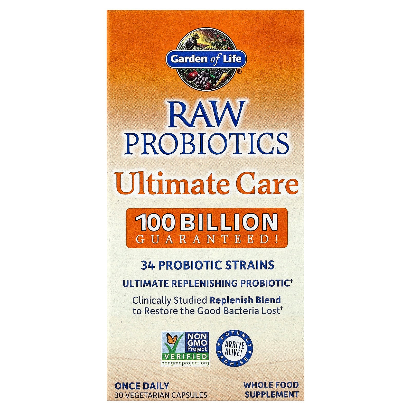 Garden of Life, RAW Probiotics, Ultimate Care, 30 Vegetarian Capsules