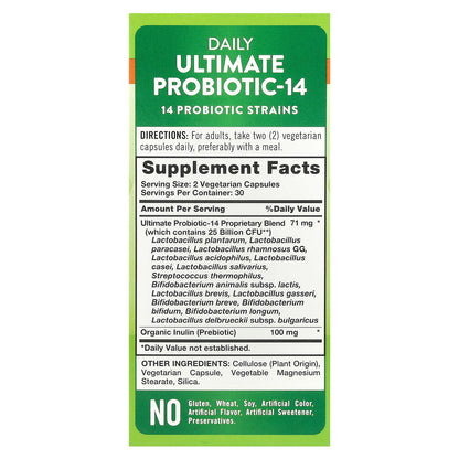 Nature's Truth, Daily Ultimate Probiotic-14, 25 Billion CFU, 60 Vegetarian Capsules