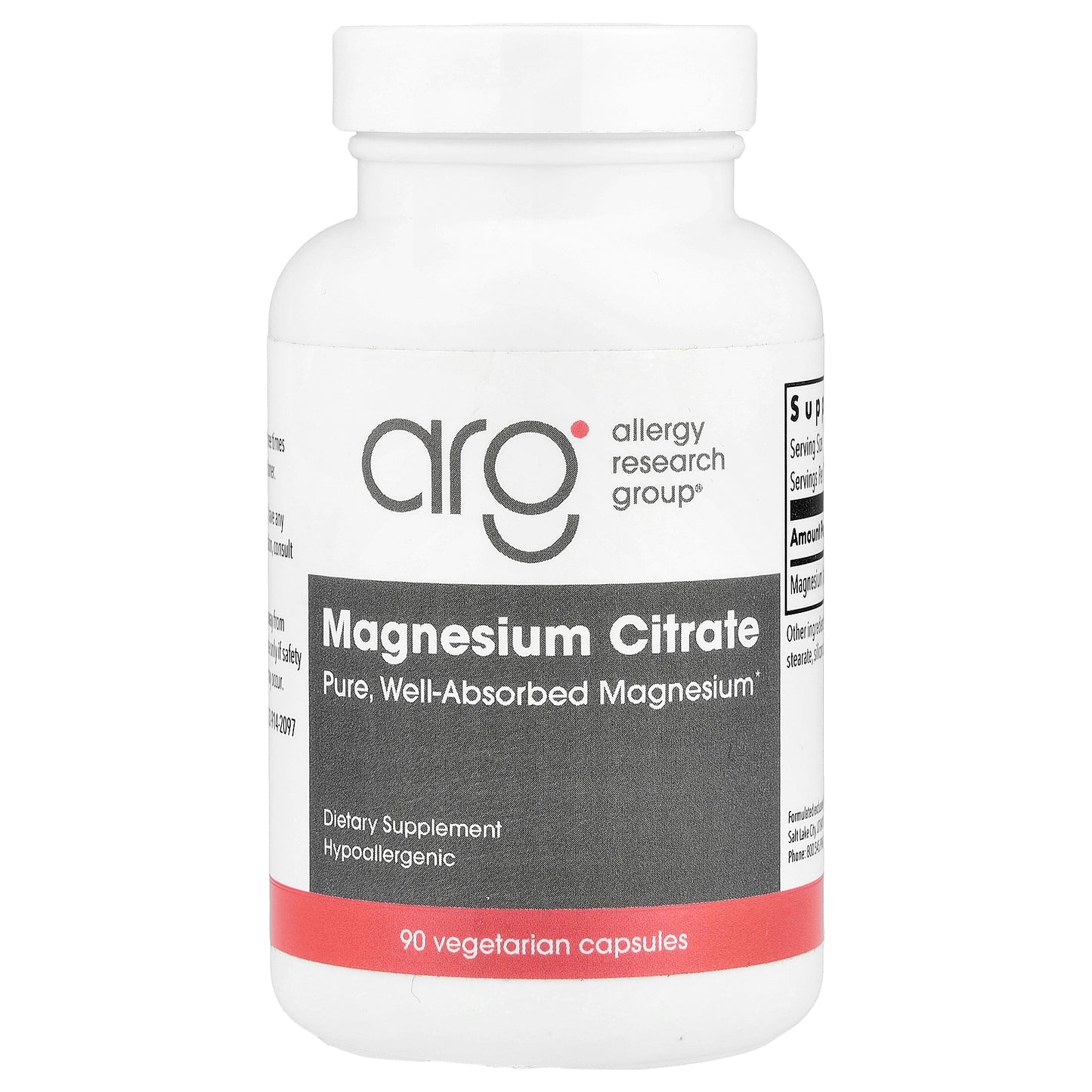 Allergy Research Group, Magnesium Citrate, 90 Vegetarian Capsules (170 mg per Capsule)