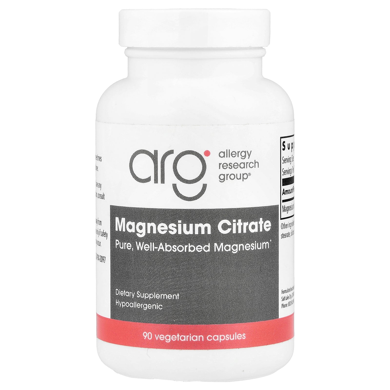 Allergy Research Group, Magnesium Citrate, 90 Vegetarian Capsules (170 mg per Capsule)