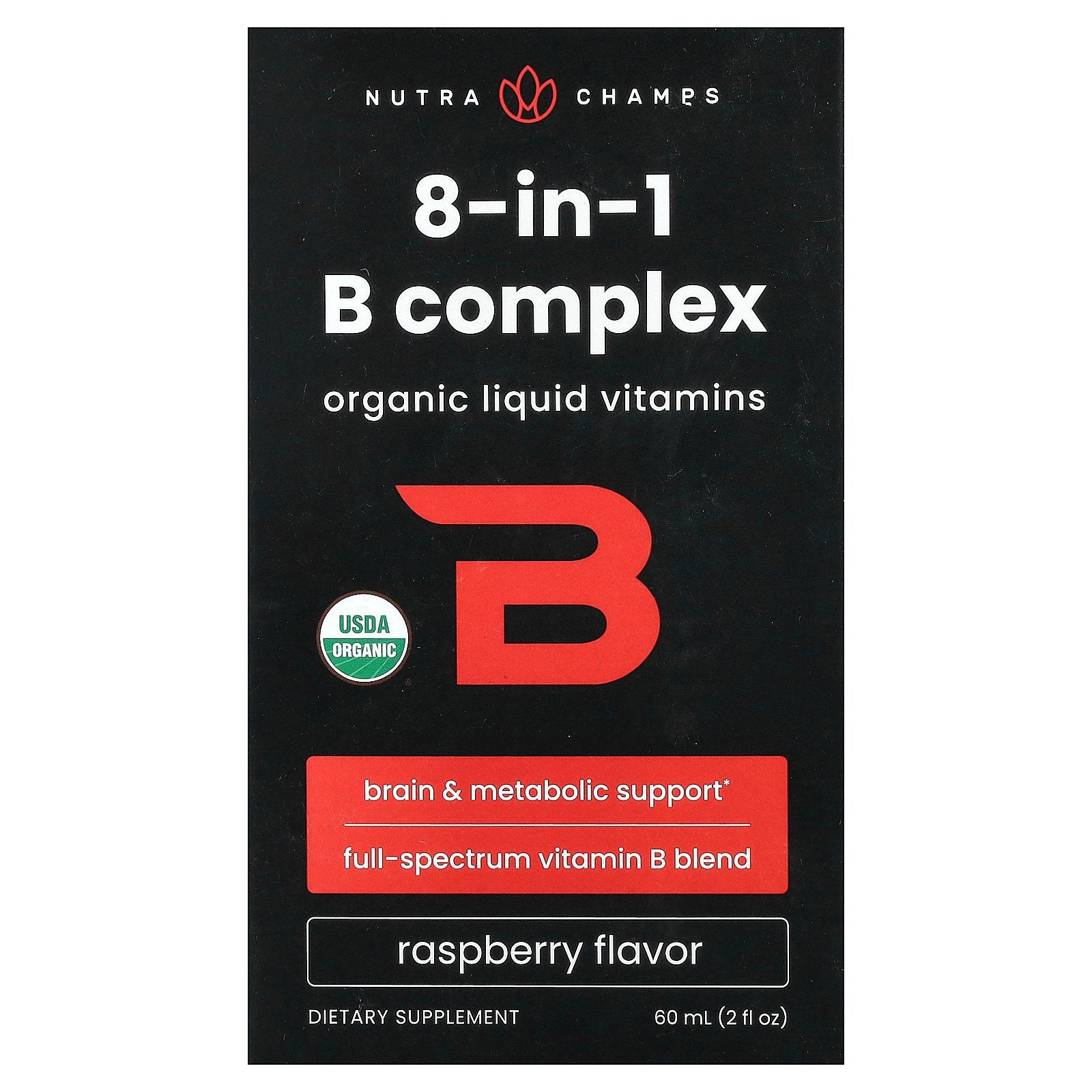NutraChamps, 8-In-1 B Complex, Raspberry, 2 fl oz (60 ml)