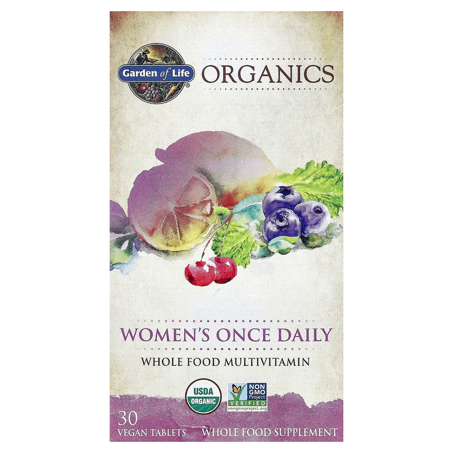Garden of Life, Organics, Women's Once Daily, Whole Food Multivitamin, 30 Vegan Tablets