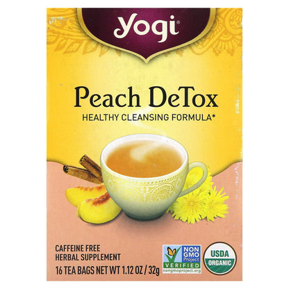 Yogi Tea, Peach DeTox, Caffeine Free, 16 Tea Bags, 1.12 oz (32 g)