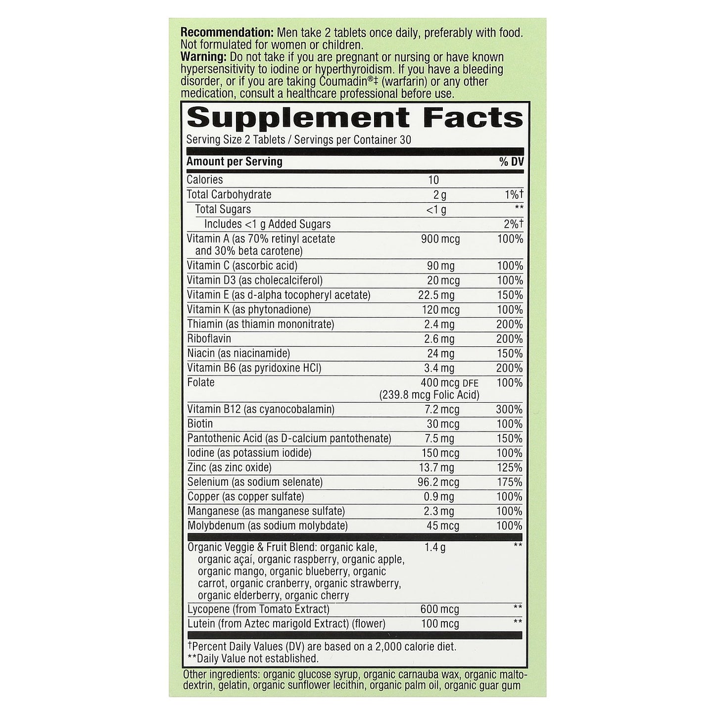 Nature's Way, Alive!® Garden Goodness™, Men's Multivitamin, 60 Tablets