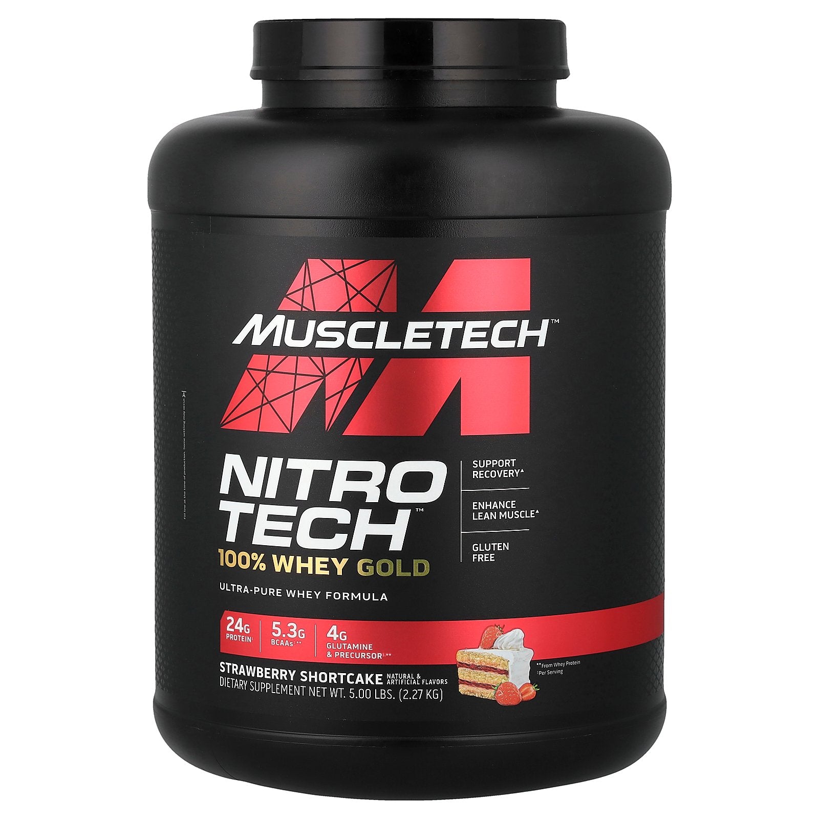 MuscleTech, Nitro-Tech® 100% Whey Gold, Strawberry Shortcake, 5 lbs (2.27 kg)
