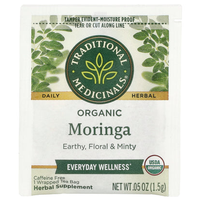 Traditional Medicinals, Organic Moringa, Caffeine Free, 16 Wrapped Tea Bags, 0.85 oz (24 g)