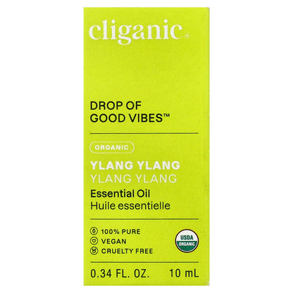 Cliganic, Drop of Good Vibes™, Organic Essential Oil, Ylang Ylang, 0.34 fl oz (10 ml)