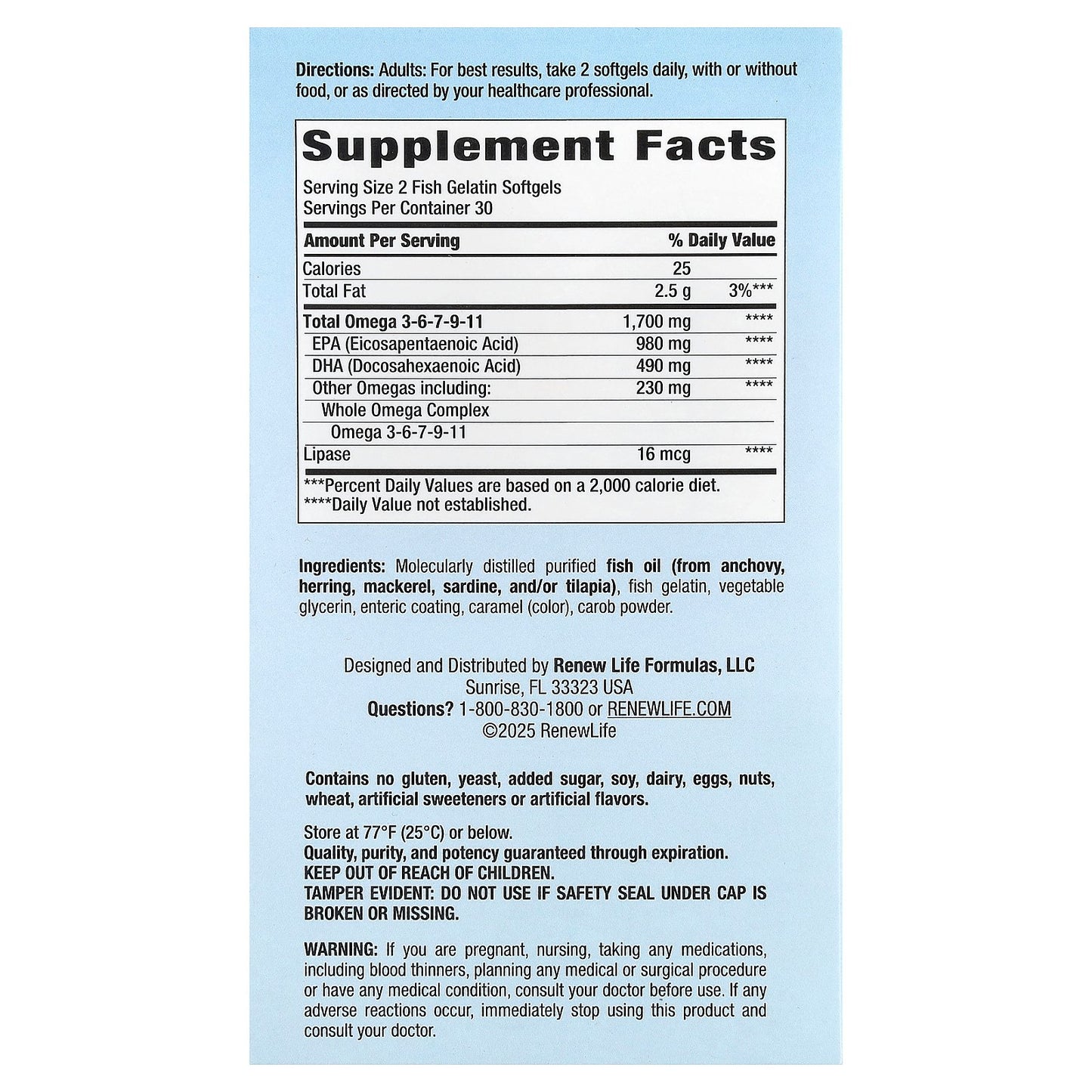 Renew Life, Norwegian Gold®, Critical Omega™ Ultimate Fish Oils, 60 Fish Gelatin Softgels