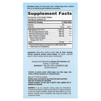 Renew Life, Norwegian Gold®, Critical Omega™ Ultimate Fish Oils, 60 Fish Gelatin Softgels