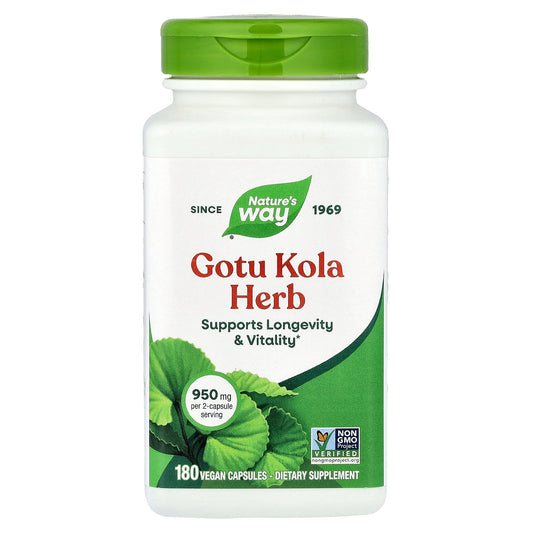 Nature's Way, Gotu Kola Herb, 180 Vegan Capsules (475 mg per Capsule)