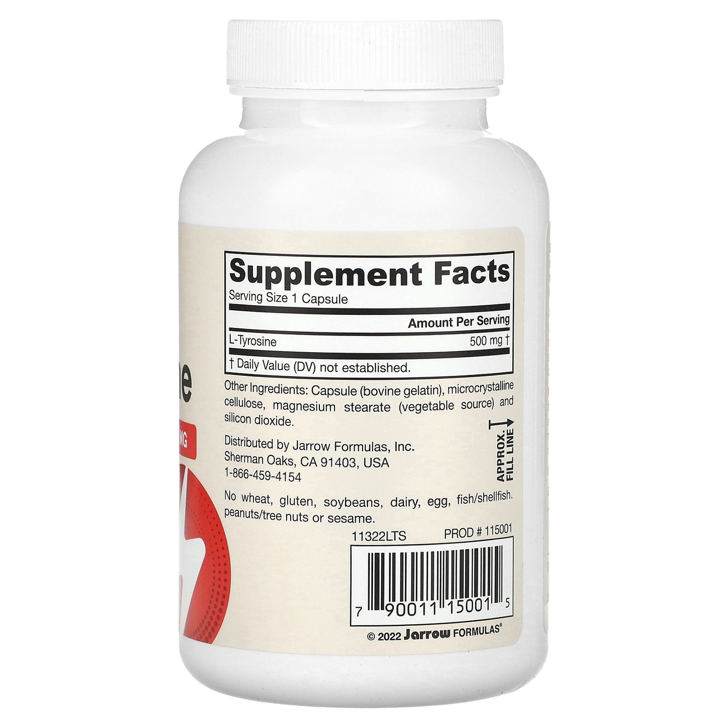 Jarrow Formulas, L-Tyrosine, 500 mg, 100 Capsules