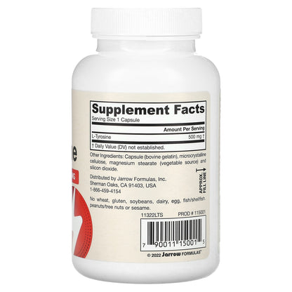 Jarrow Formulas, L-Tyrosine, 500 mg, 100 Capsules