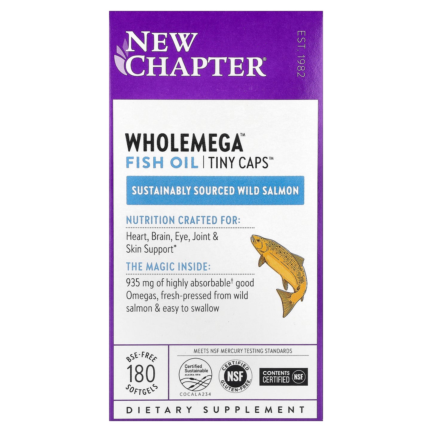 New Chapter, Wholemega™ Fish Oil, Tiny Caps™, 180 BSE-Free Softgels