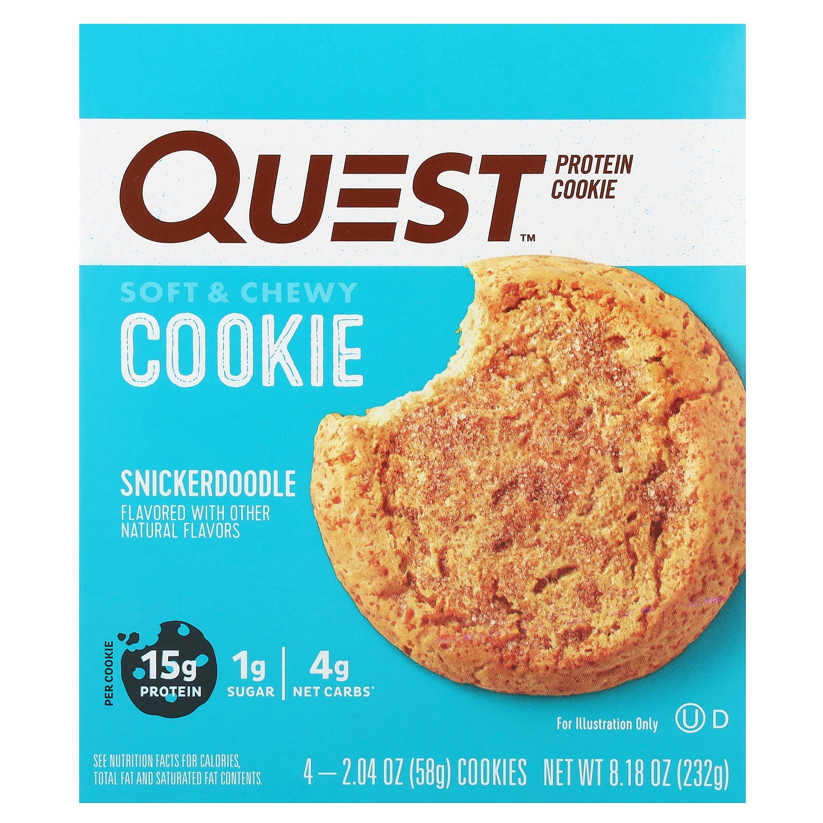 Quest Nutrition, Protein Cookie, Snickerdoodle, 4 Cookies, 2.04 oz (58 g) Each