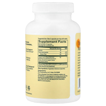 Om Mushrooms, Lions's Mane Mushroom Capsules, 90 Vegetable Capsules (666 mg per Capsule)