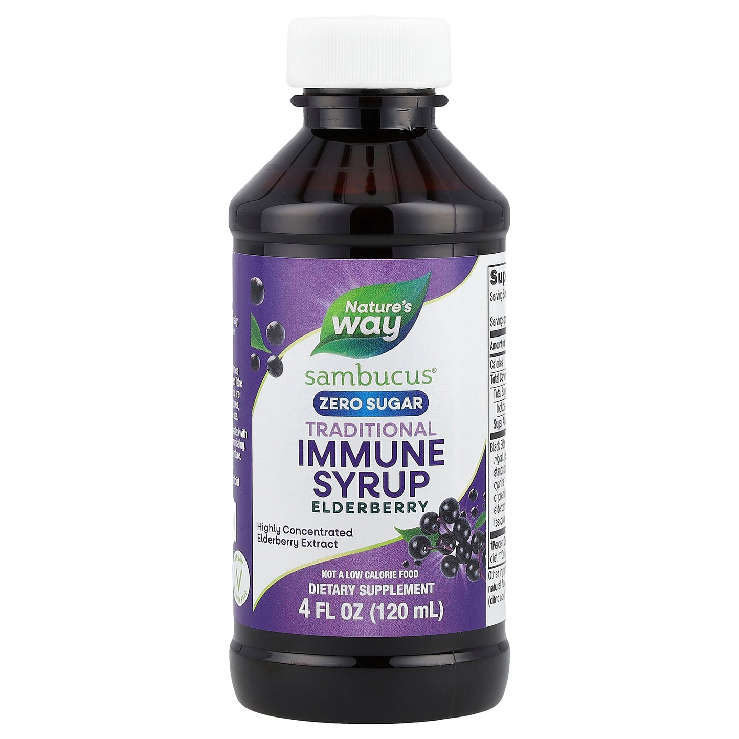 Nature's Way, Sambucus®, Traditional Immune Syrup, Zero Sugar, Elderberry, 50 mg, 4 fl oz (120 ml)