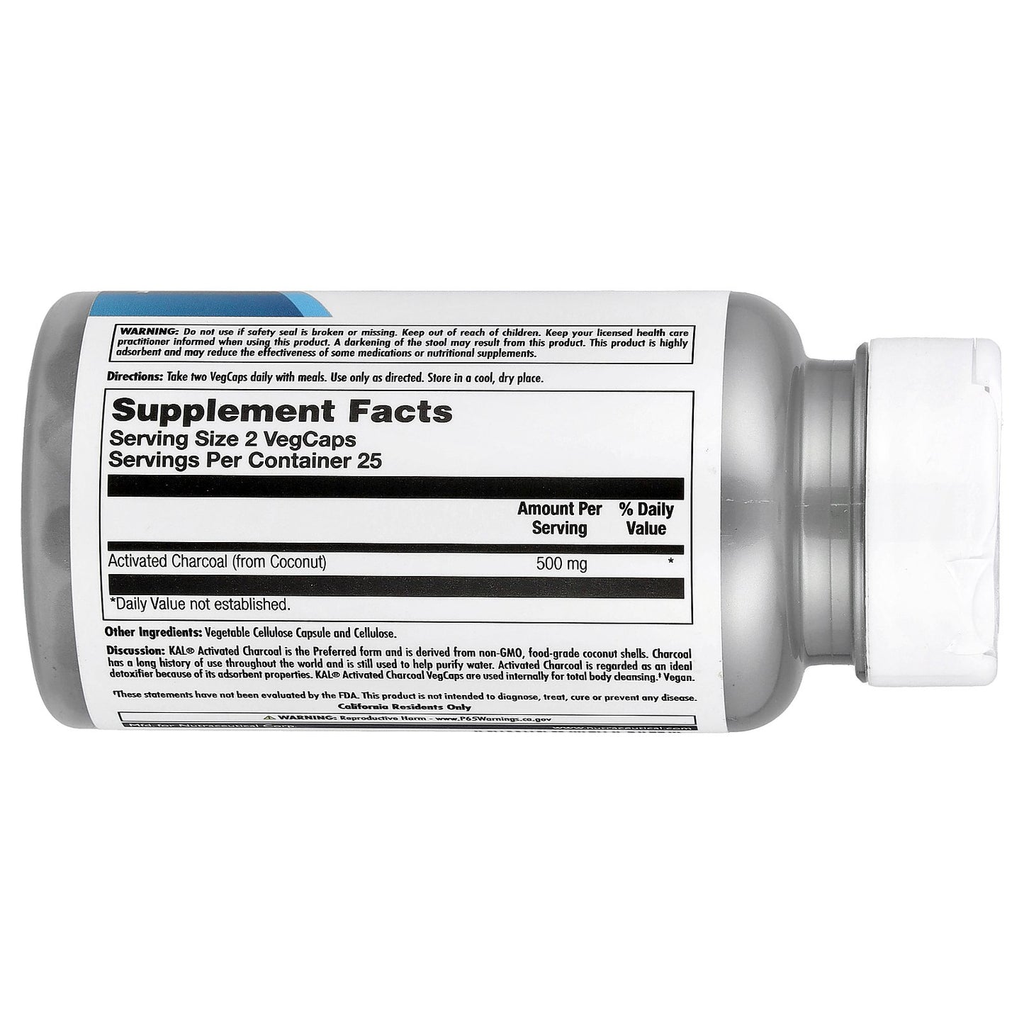 KAL, Charcoal Activated, 50 VegCaps (250 mg per VegCap)