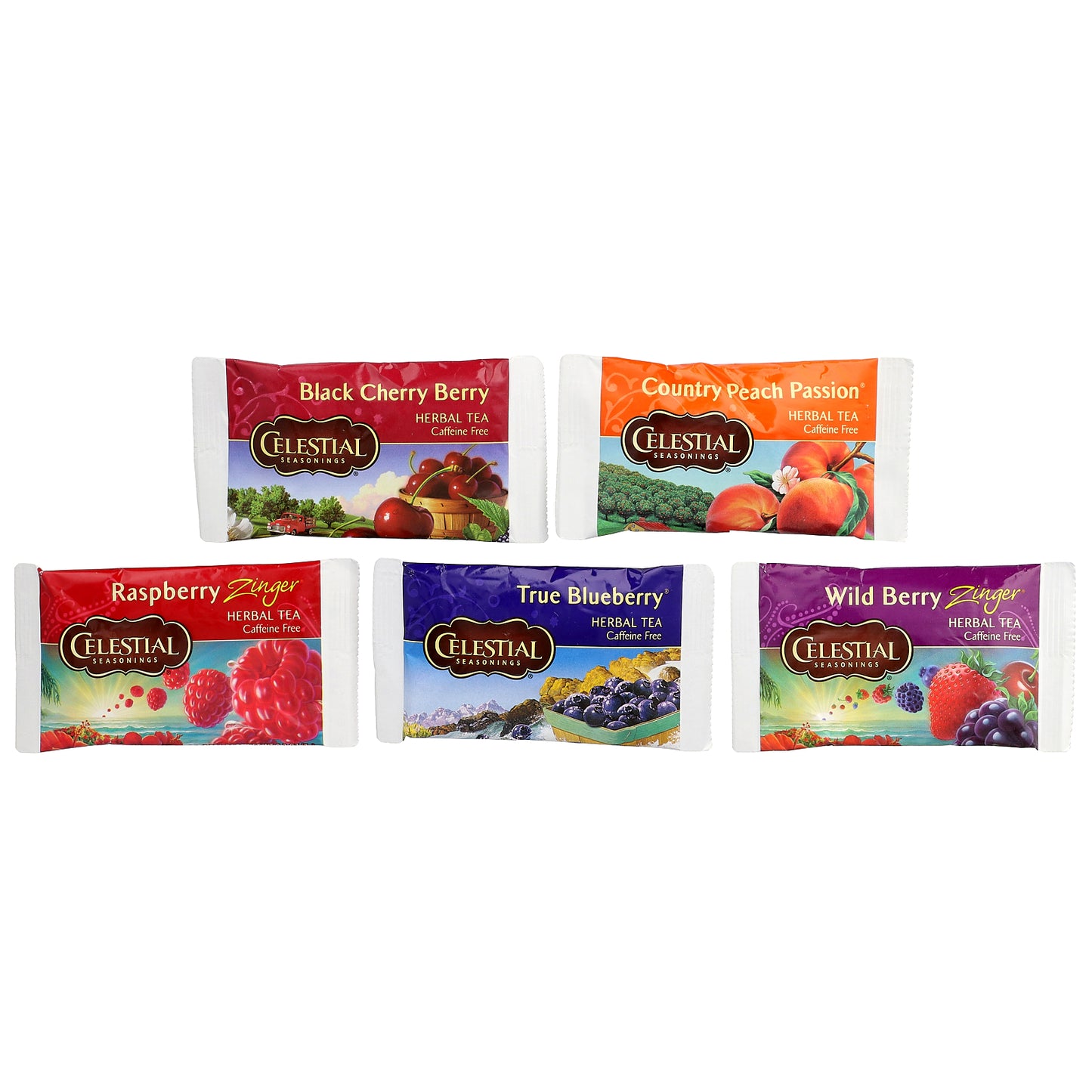 Celestial Seasonings, Fruit Tea Sampler, 5 Flavors, Caffeine Free, 18 Tea Bags, 1.4 oz (40 g)