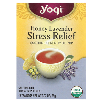 Yogi Tea, Stress Relief, Honey Lavender, Caffeine Free, 16 Tea Bags, 1.02 oz (29 g)