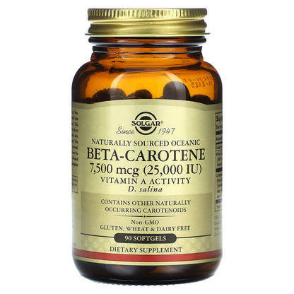 Solgar, Naturally Sourced Oceanic Beta-Carotene, 7,500 mcg (25,000 IU), 90 Softgels